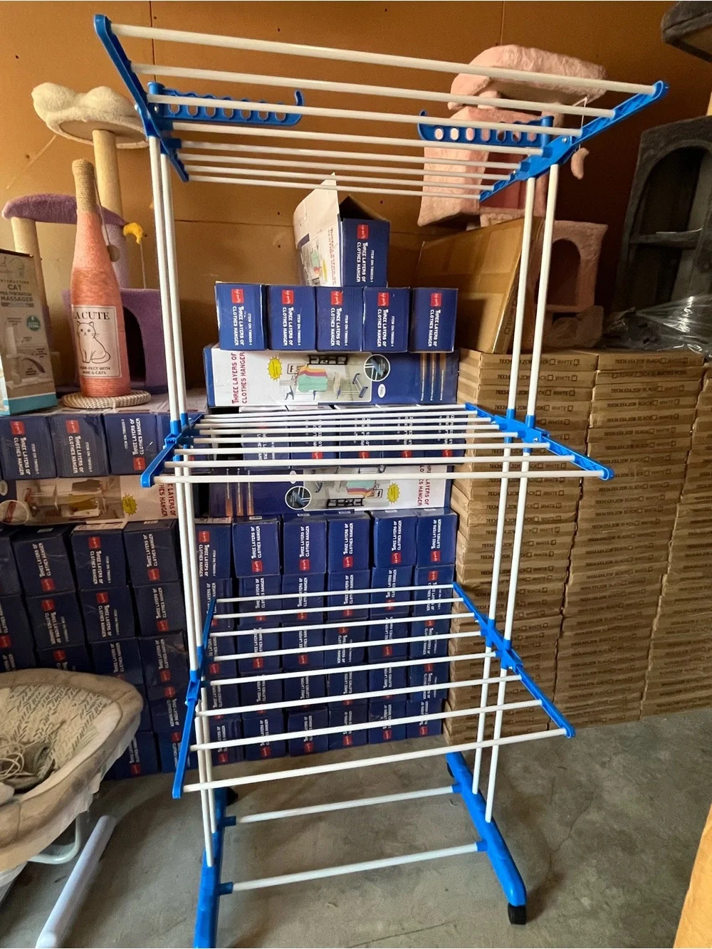 Blue & White Foldable Clothes Drying Rack - Home Storage & Organization